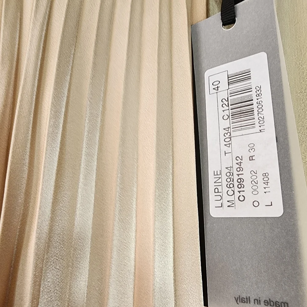 ANTONELLI silk crepe beige midi dress zipper closure - Picture 9 of 14